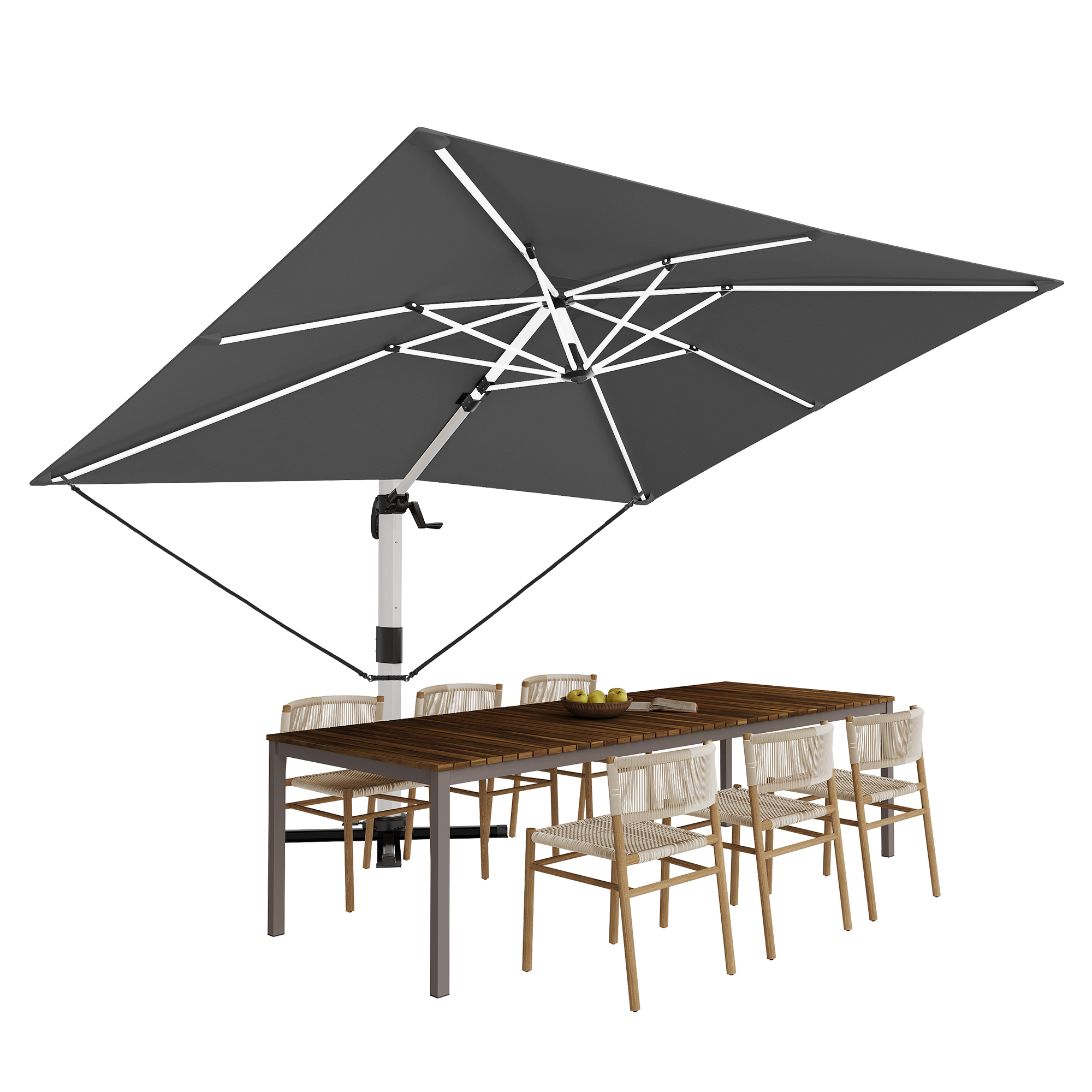 4x3m Cantilever Umbrella Garden Parasol w/ Cover, Tilt & Crank, Dark Grey