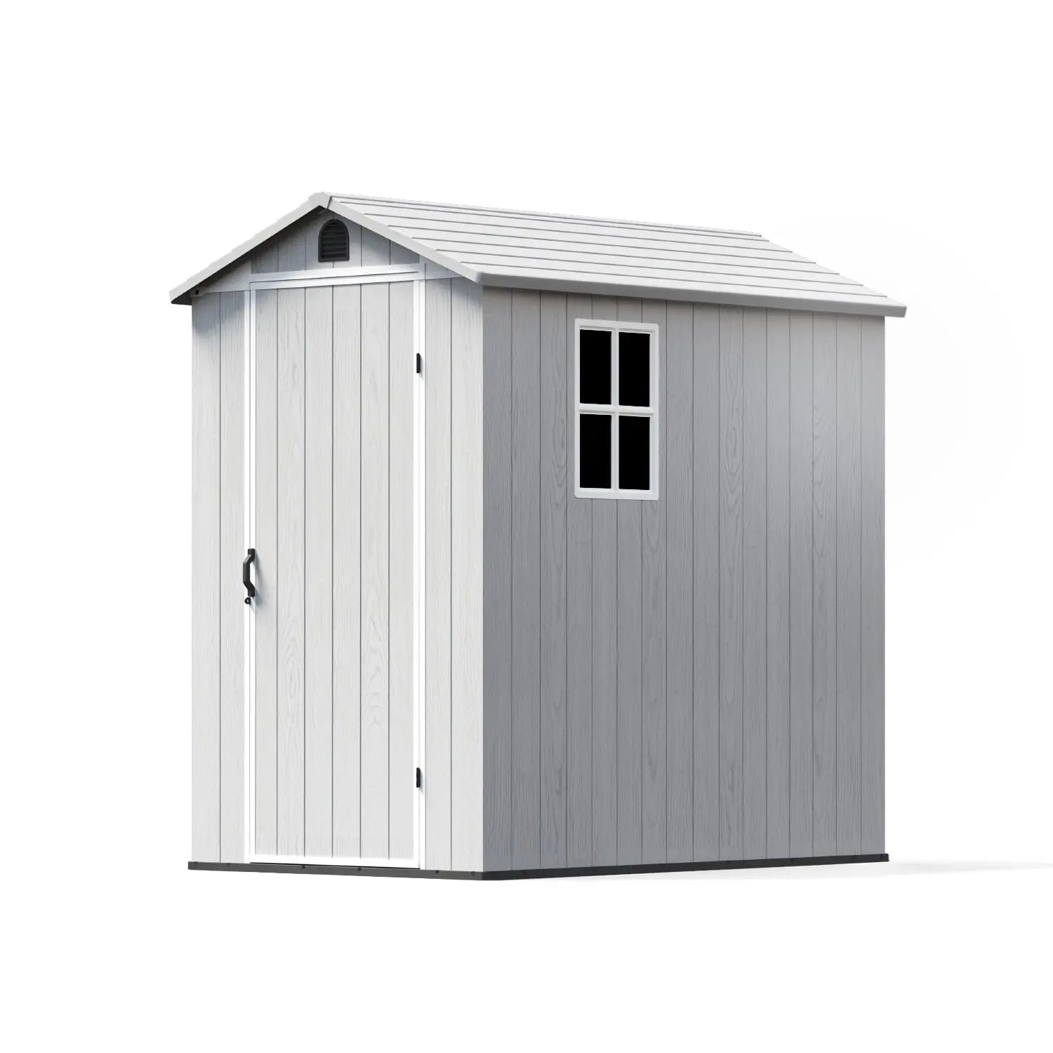 Patiowell 4x6 Plastic Storage Shed with Floor & 2 Windows, Light Grey