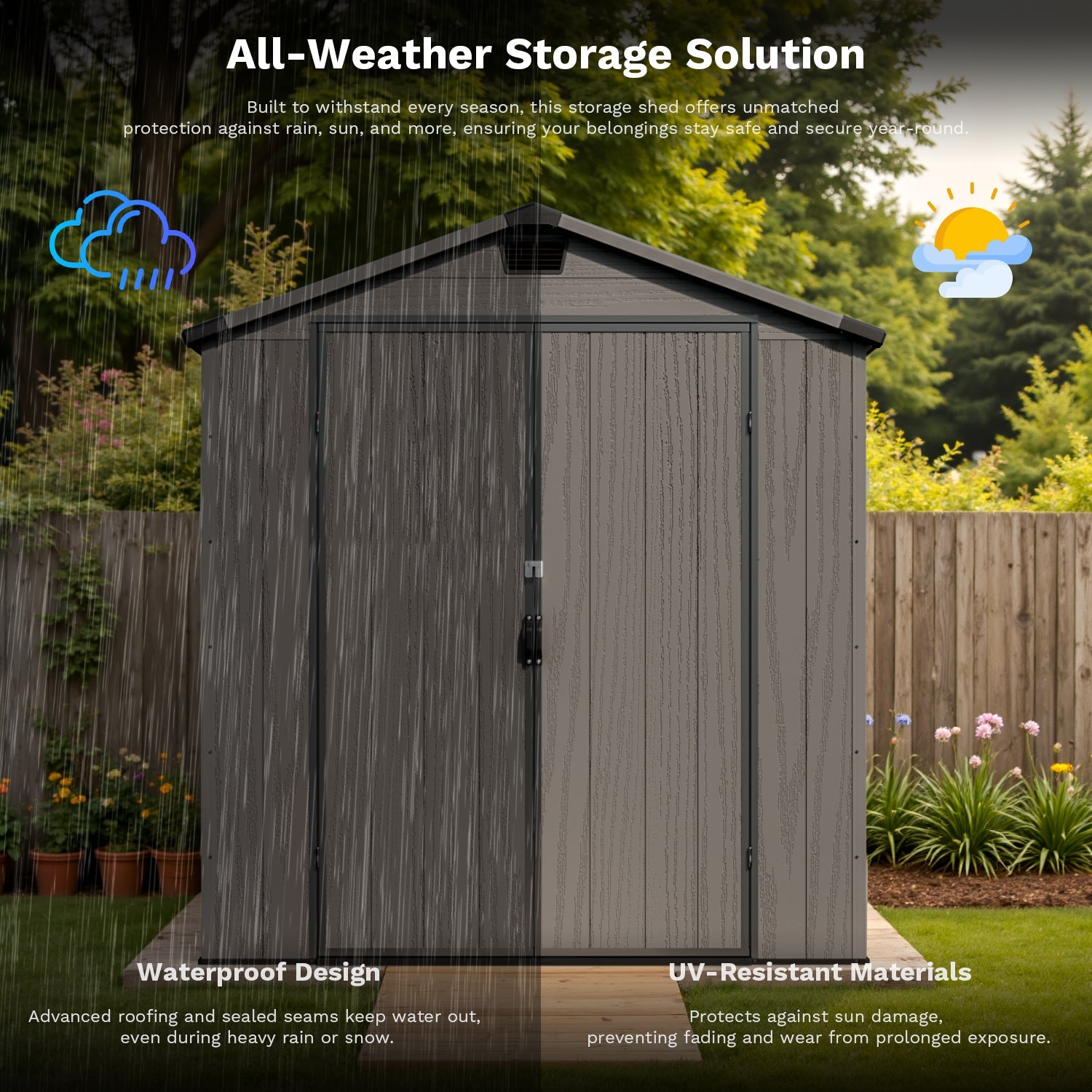 Patiowell 6x10 plastic shed dark gray