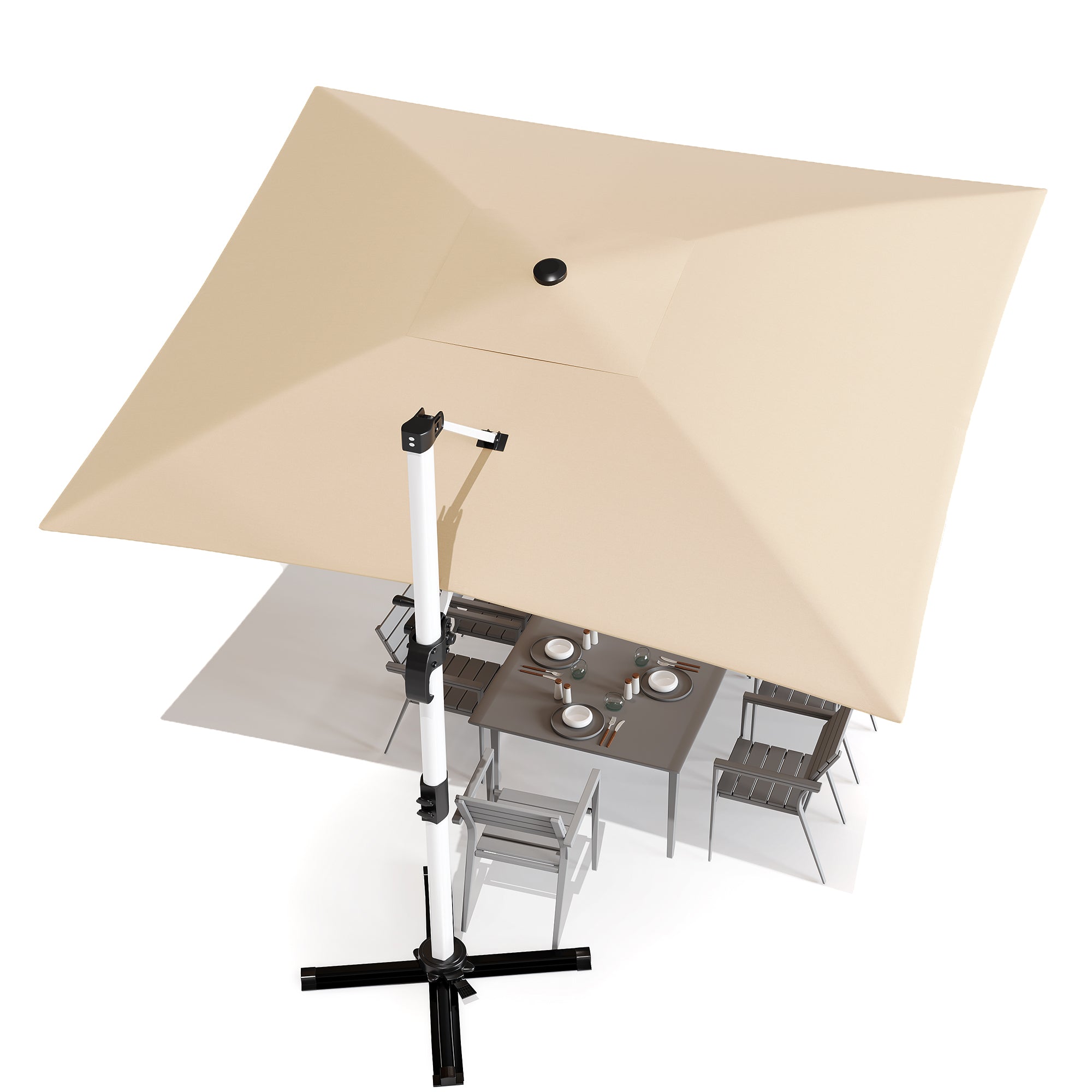 Patiowell 3x3m Cantilever Umbrella with Cover, Tilt & Crank, Beige