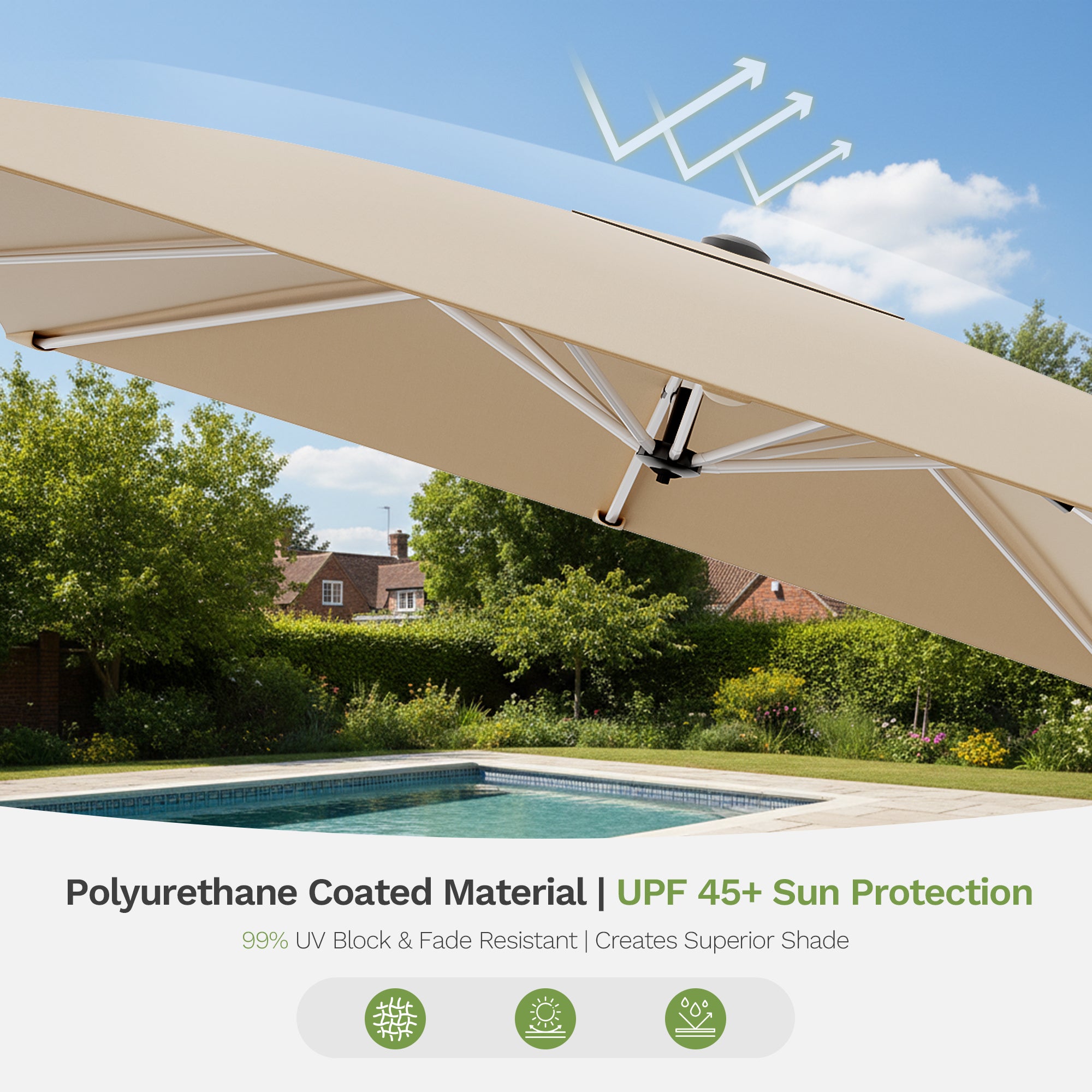 Patiowell 3x3m Cantilever Umbrella with Cover, Tilt & Crank, Beige