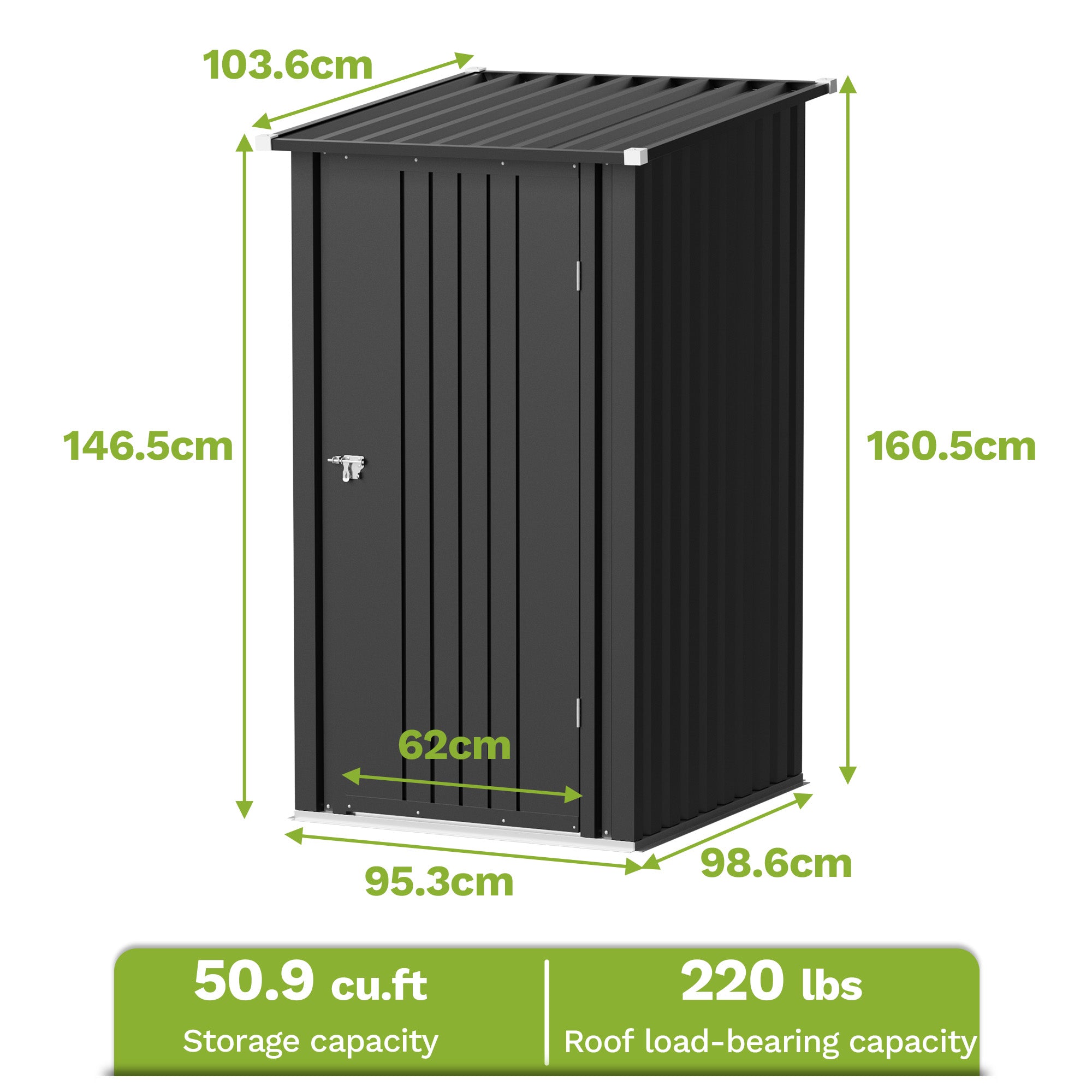 Patiowell 3x3 ft Metal Garden Storage Shed with Slop Roof, Black