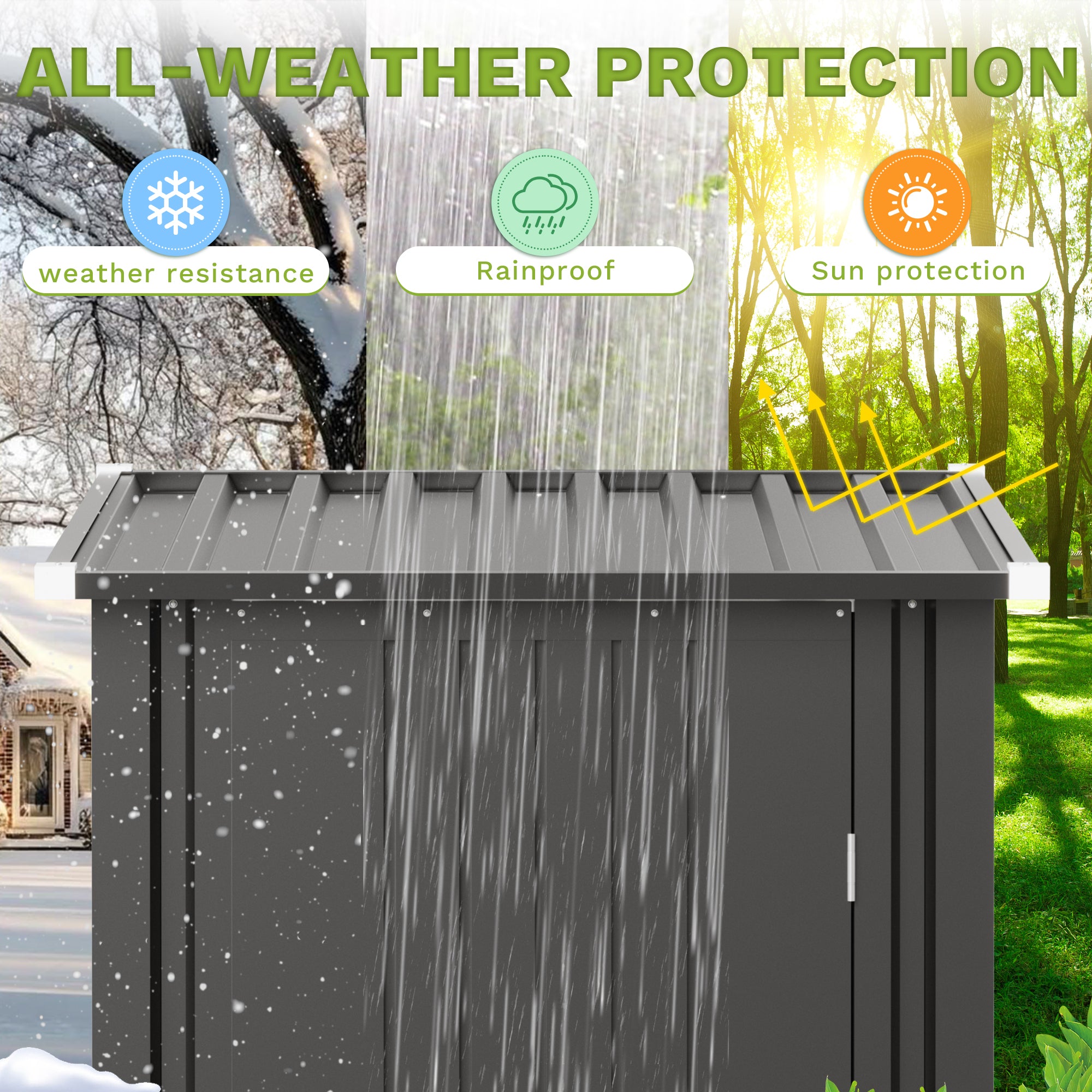 Patiowell 3x3 ft Metal Garden Storage Shed with Slop Roof, Black