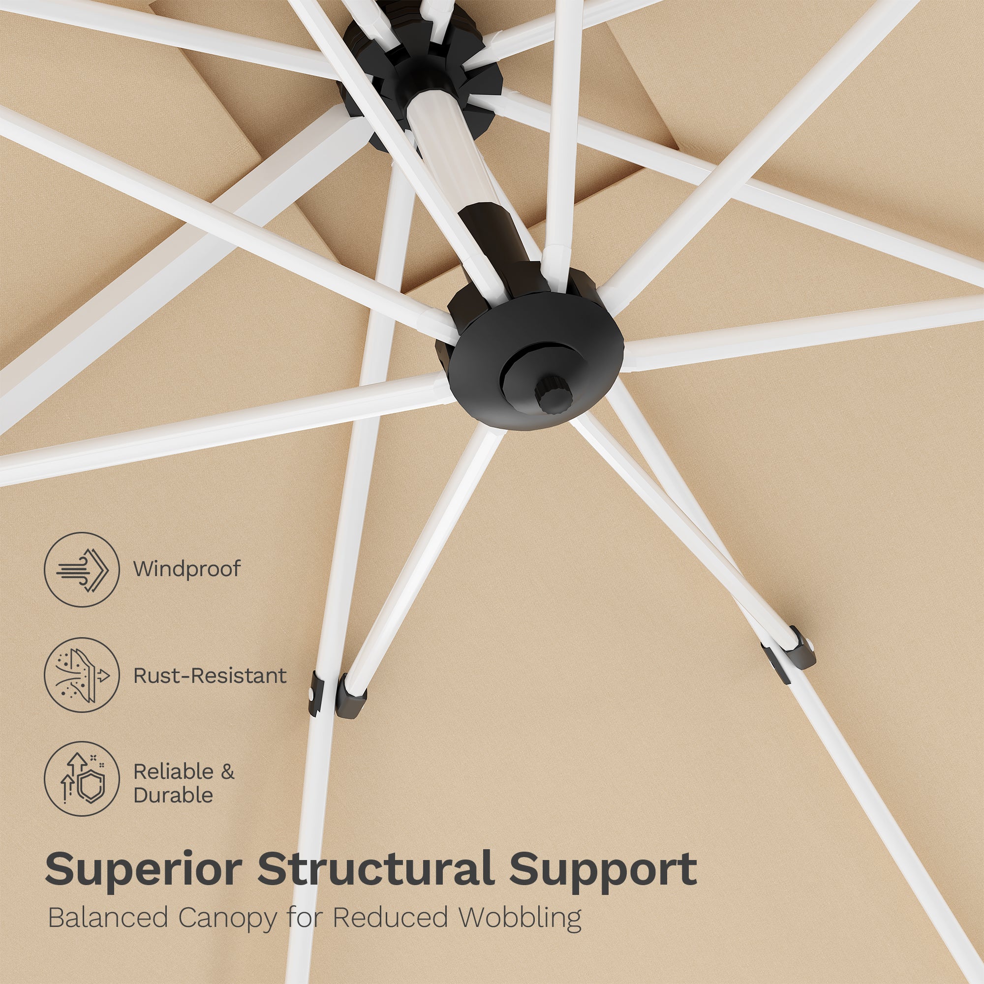 Patiowell 3x3m Cantilever Umbrella with Cover, Tilt & Crank, Beige