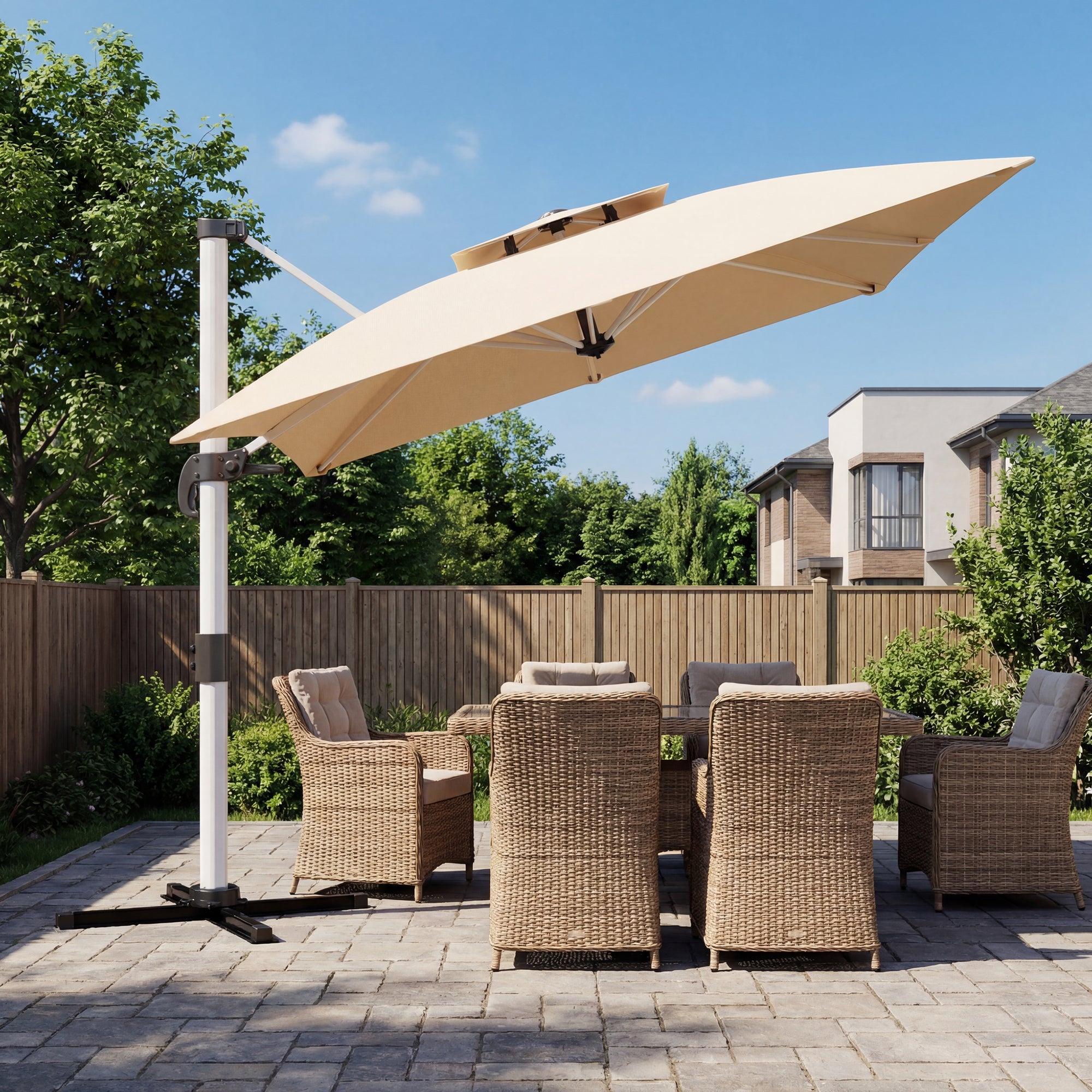 Patiowell 4x3m Cantilever Umbrella with Cover, Crank & Tilt, Beige