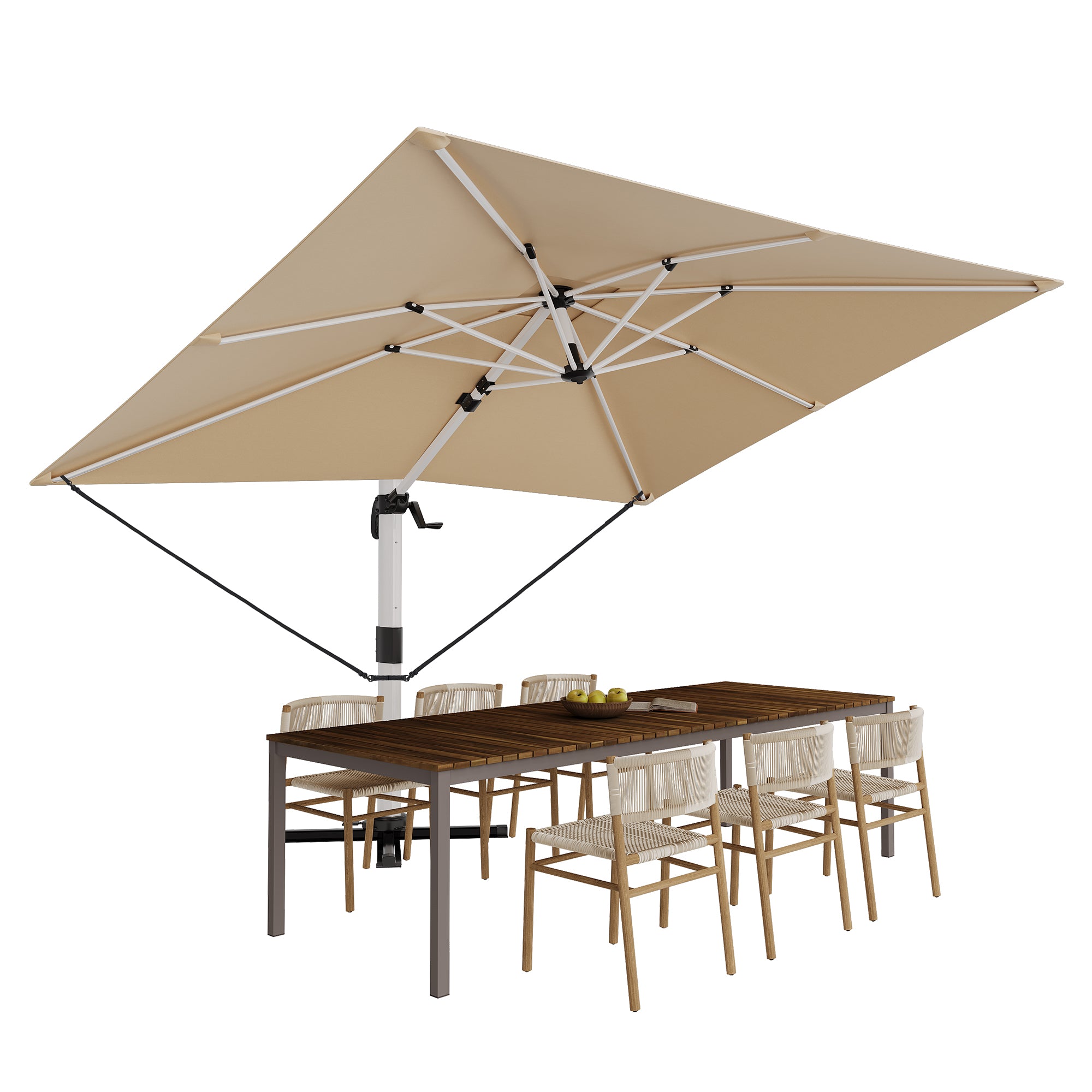 Patiowell 4x3m Cantilever Umbrella with Cover, Tilt & Crank, Beige