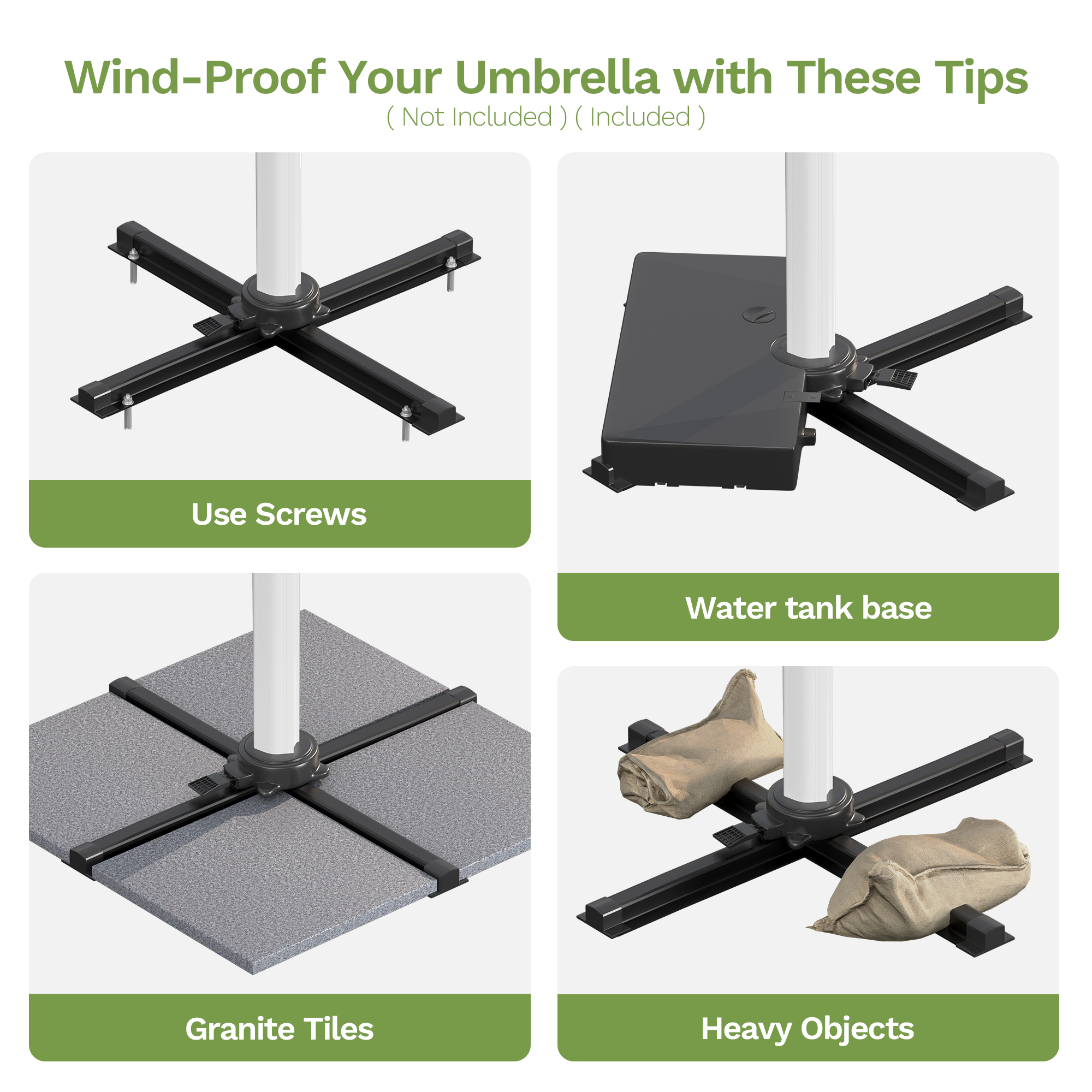 Patiowell 4x3m Cantilever Umbrella with Cover, Tilt & Crank, Dark Grey
