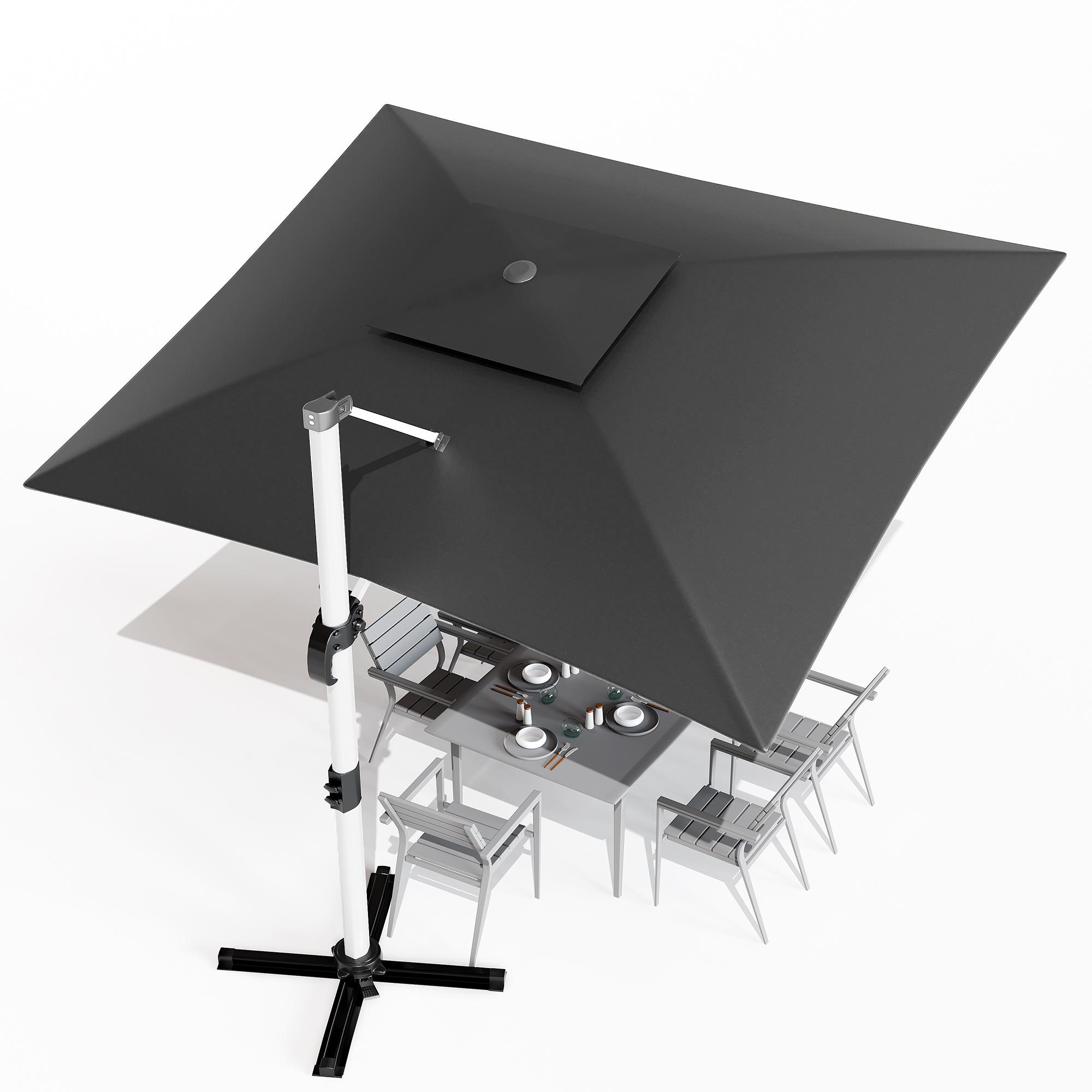 Patiowell 4x3m Cantilever Umbrella with Double-Top & Cover, Dark Grey