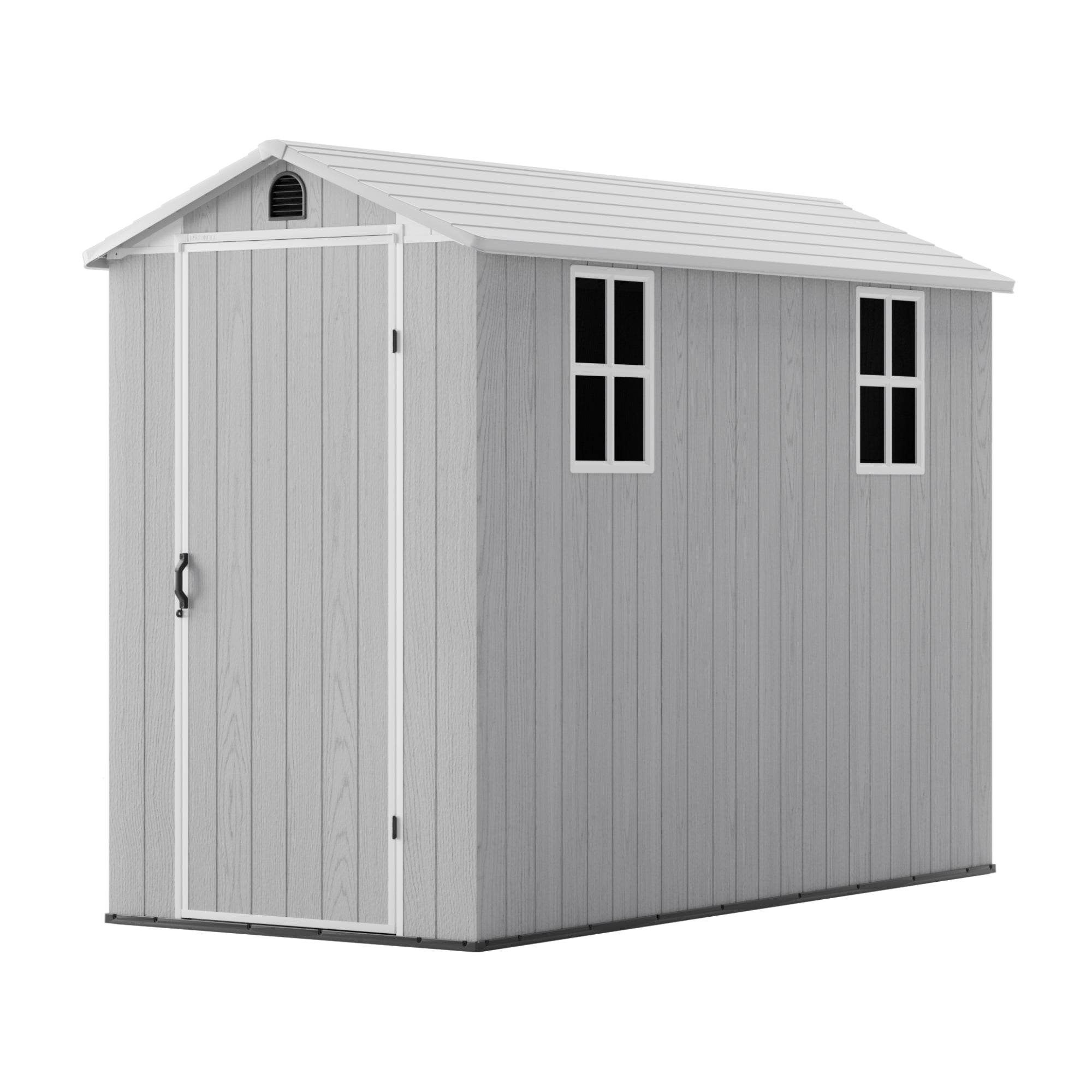 Patiowell 4x8 Plastic Storage Garden Shed with Floor & Vents, Light Grey