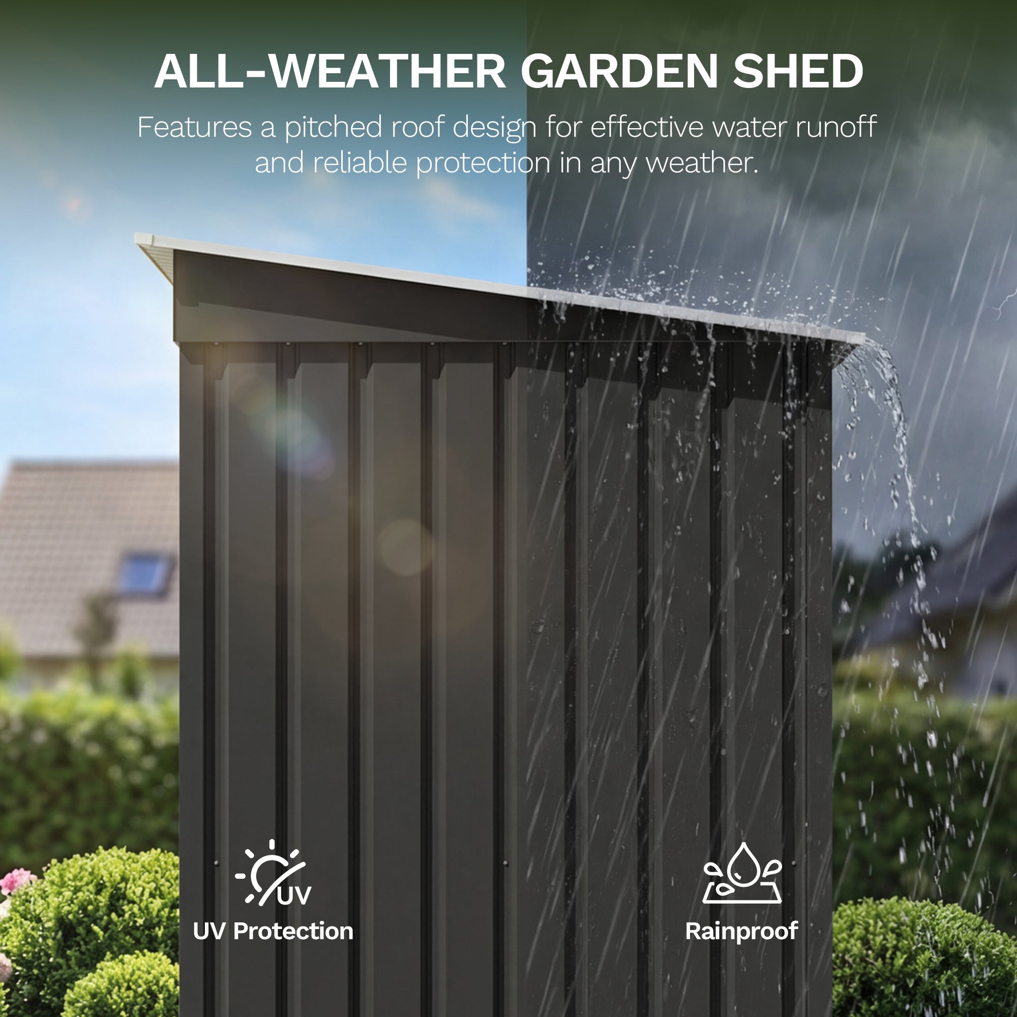 Patiowell 5x3 ft Metal Garden Shed with Single Sliding Door & Slop Roof, Black