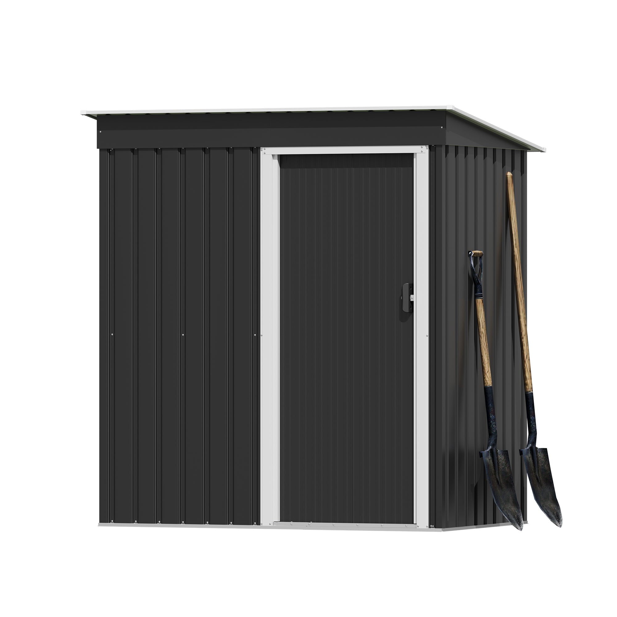 Patiowell 5x3 ft Metal Garden Shed with Single Sliding Door & Slop Roof, Black