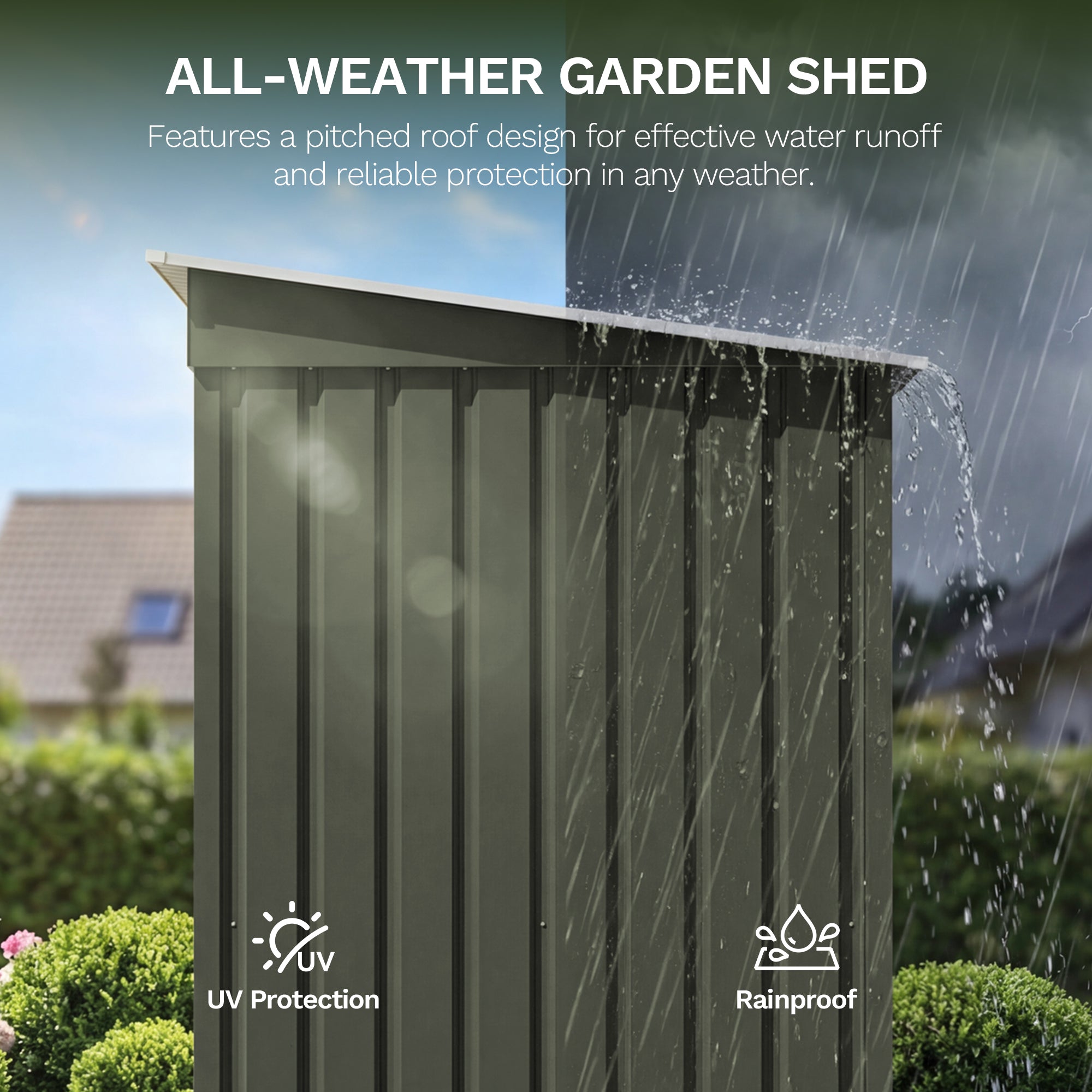 Patiowell 5x3 ft Metal Garden Shed with Single Sliding Door & Slop Roof, Grey