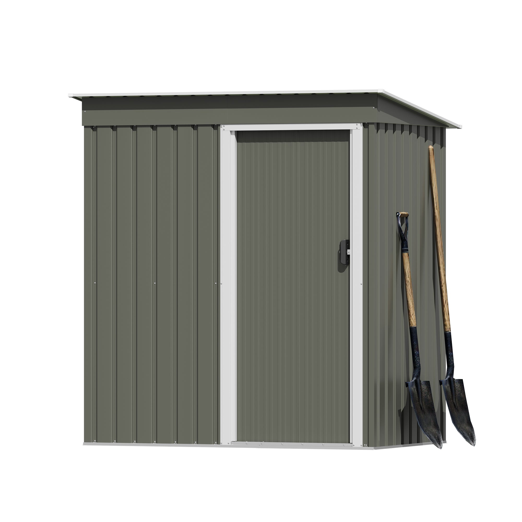 Patiowell 5x3 ft Metal Garden Shed with Single Sliding Door & Slop Roof, Grey