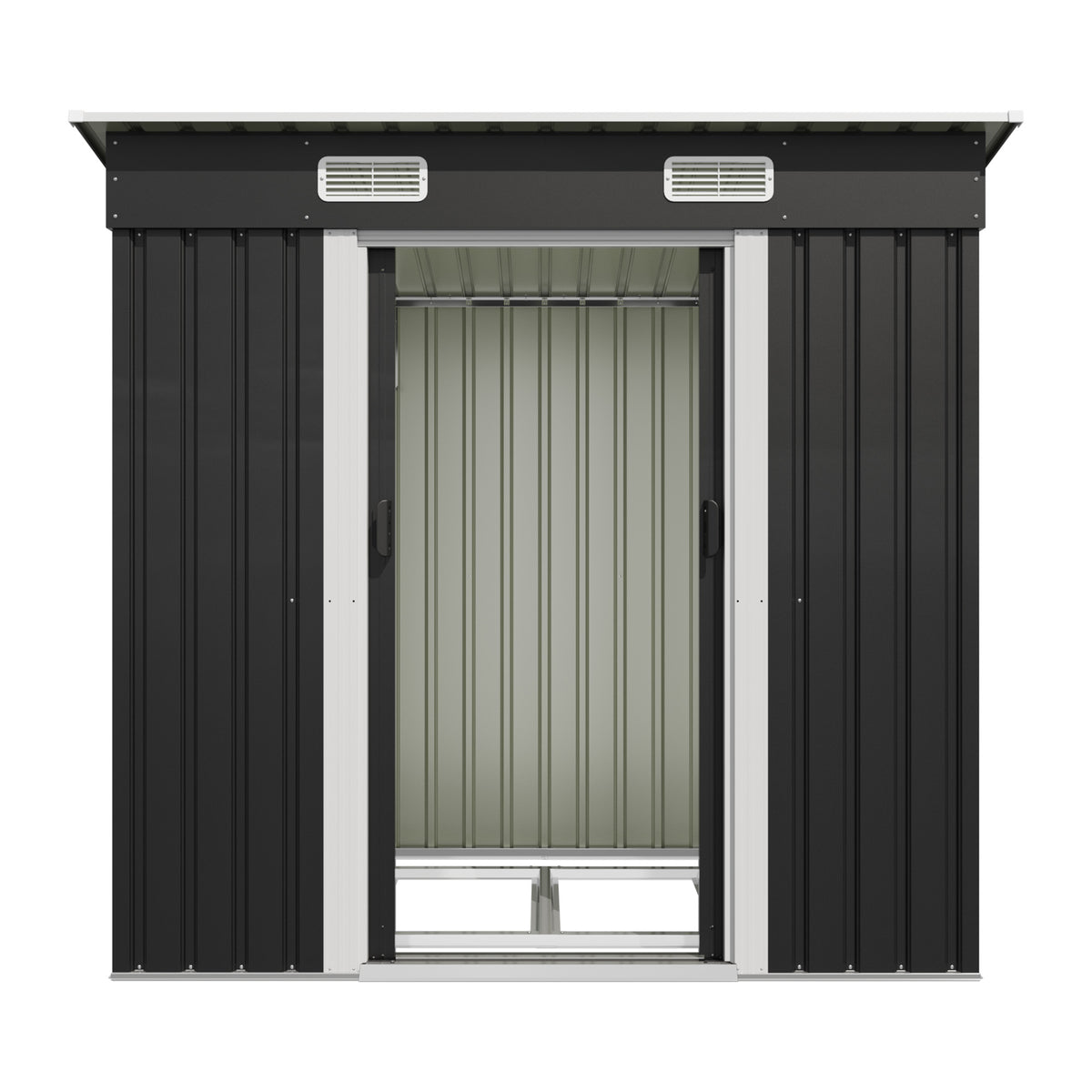 Patiowell 6x3.6 ft Metal Garden Shed with Double Sliding Door & Slop Roof, Black