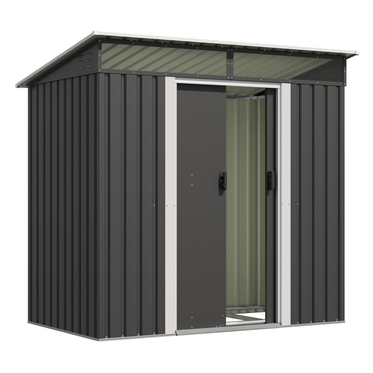 Patiowell 6x3.6 ft Metal Garden Shed with Foundation & Skylight Window, Black