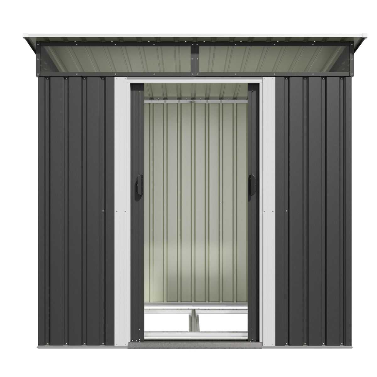 Patiowell 6x3.6 ft Metal Garden Shed with Foundation & Skylight Window, Black