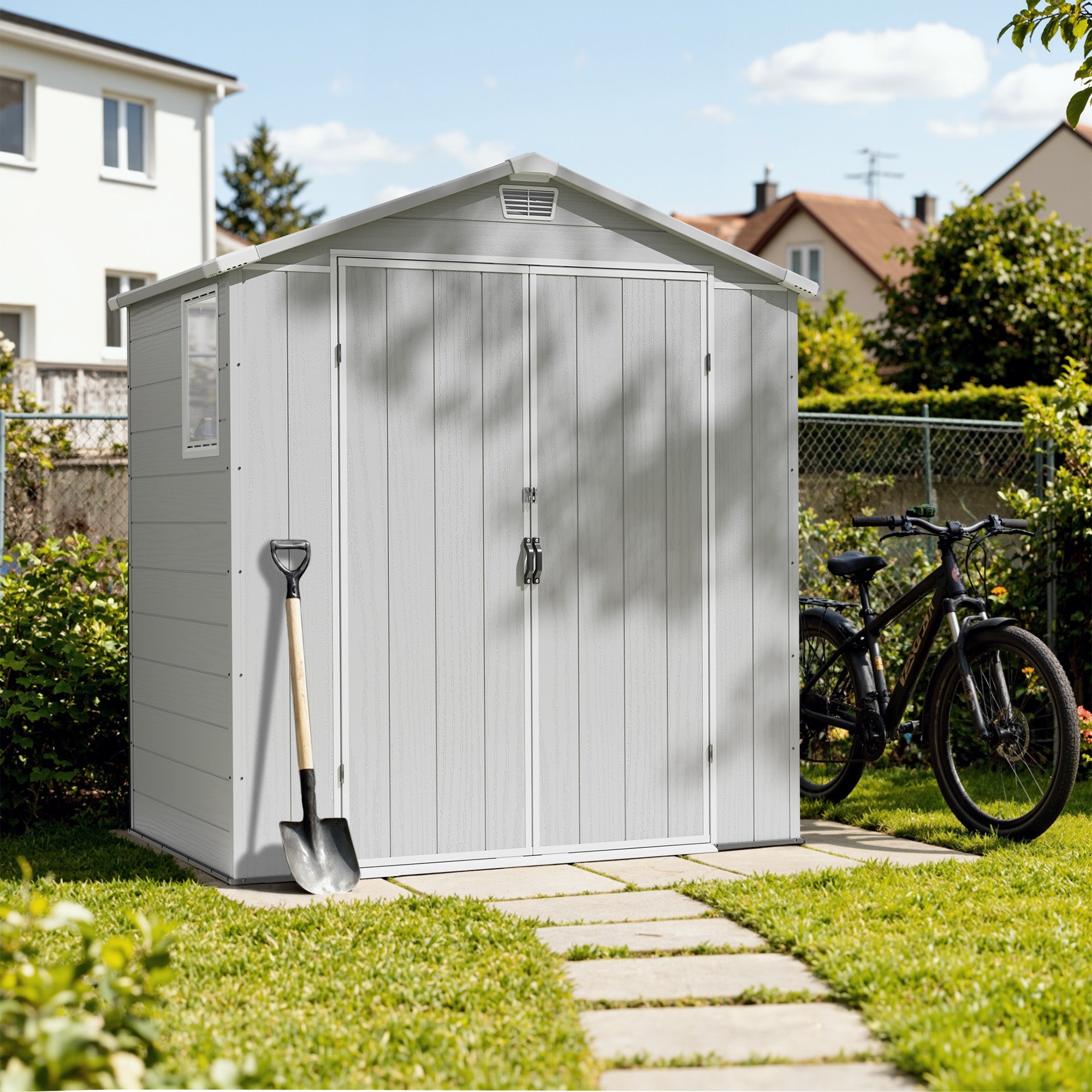 Patiowell 6x4 Plastic Storage Garden Shed with Floor & Vent, Grey