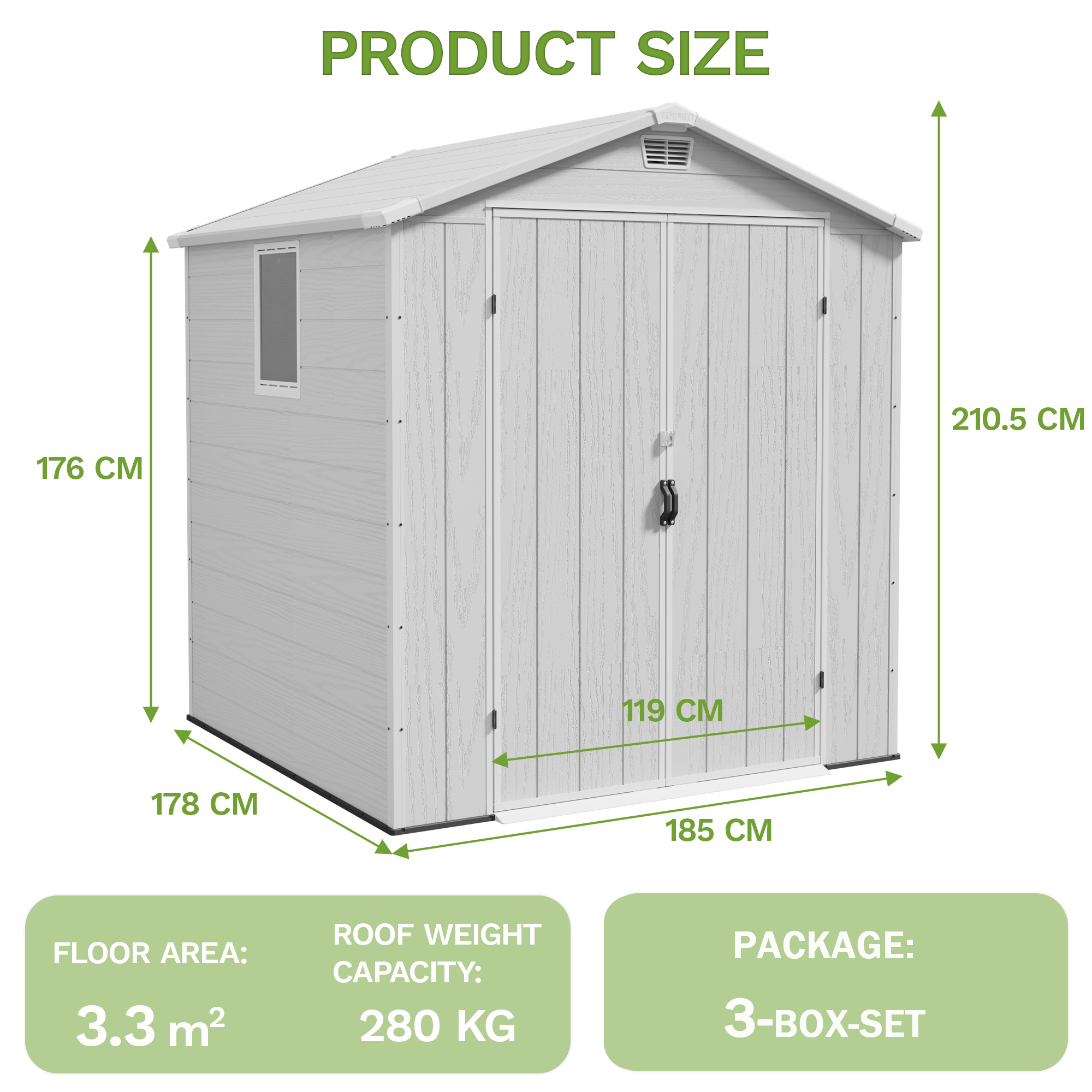 Patiowell 6x6 Plastic Storage Garden Shed with Floor & Vent, Grey