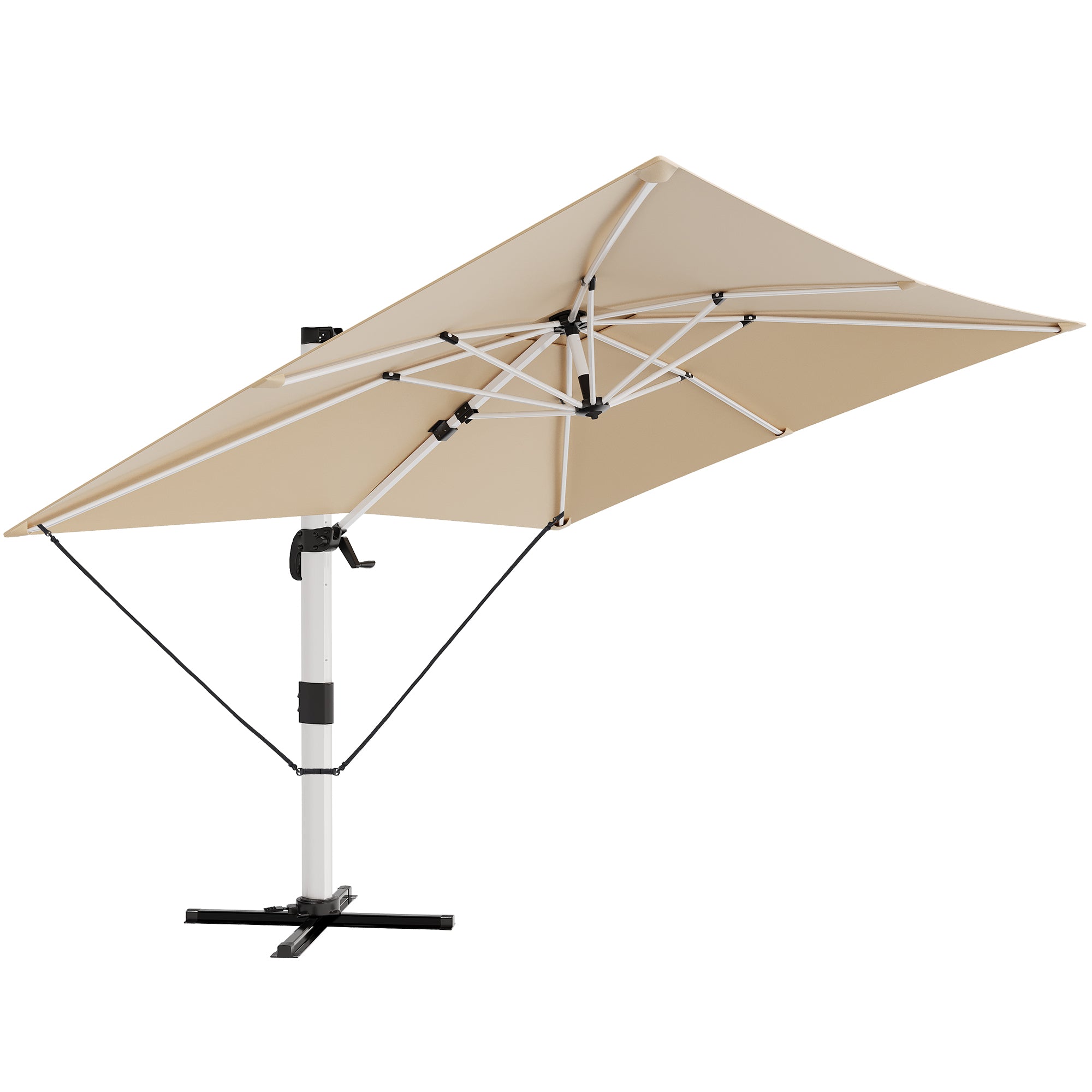 Patiowell 3x3m Cantilever Umbrella with Cover, Tilt & Crank, Beige