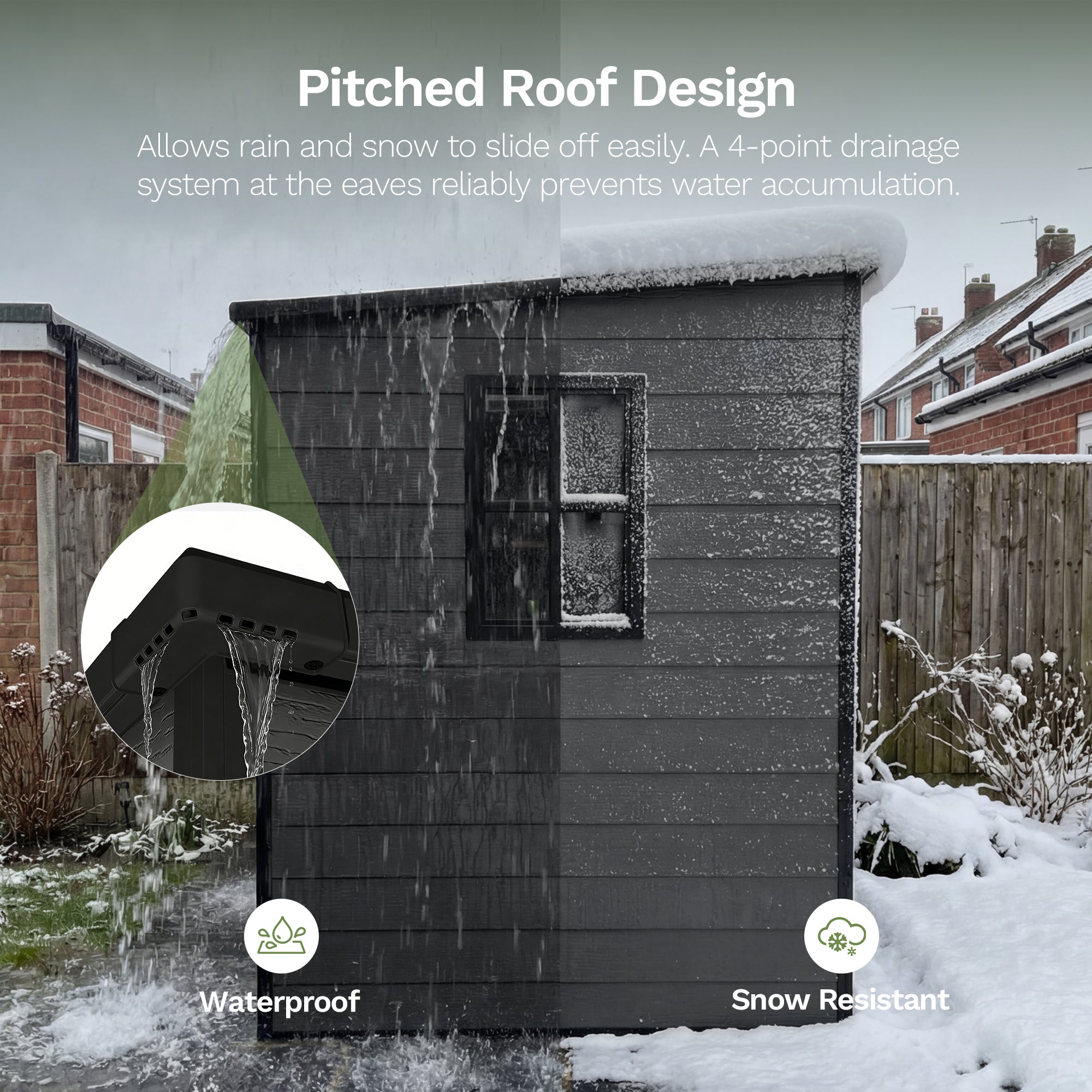Patiowell 8x4 ft Plastic Storage Garden Shed with Floor & Pent Roof, Dark Grey