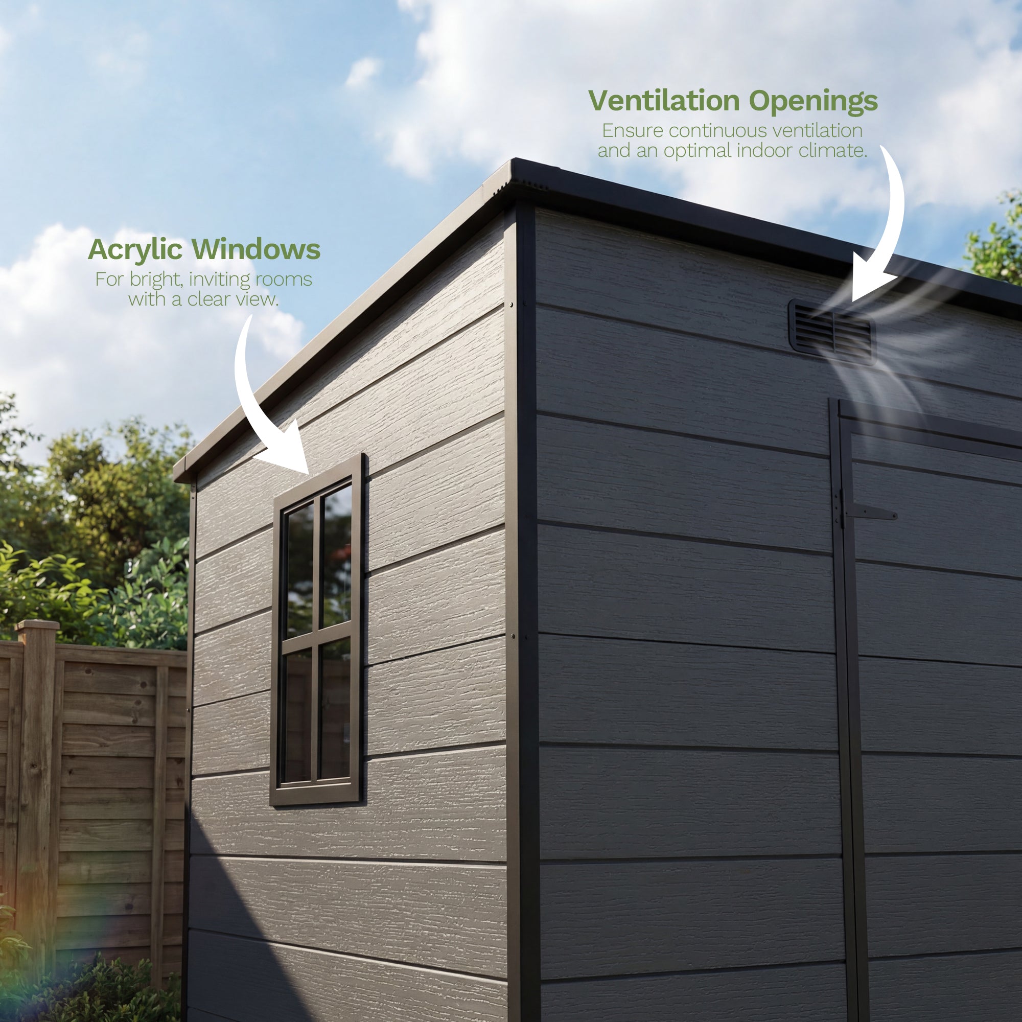 Patiowell 8x4 ft Plastic Storage Garden Shed with Floor & Pent Roof, Dark Grey