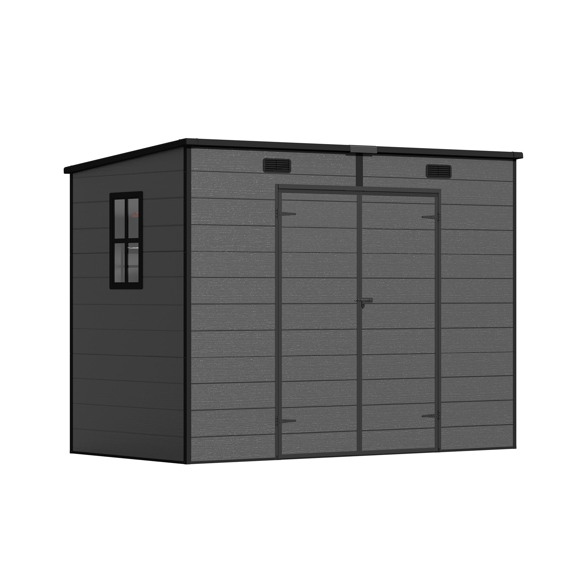 Patiowell 8x4 ft Plastic Storage Garden Shed with Floor & Pent Roof, Dark Grey