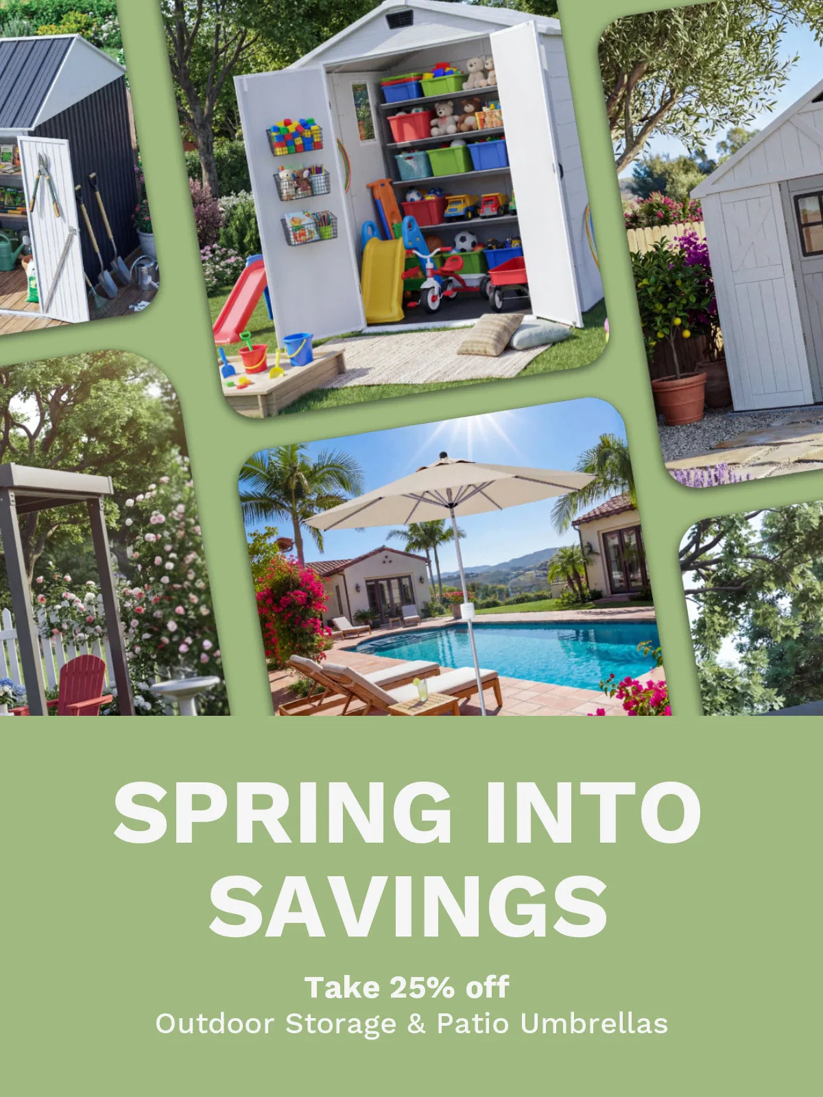 Take 25% off Outdoor Storage & Patio Umbrellas